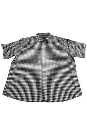 Claiborne Mens Black & White Short Sleeve Checkered Button-Up XXL Easy Care Shir
